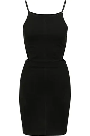 Urban classics Ladies Short Spaghetti Pique Dress Vestito, (Black 00007), 48 (Taglia Produttore: X-Large) Donna