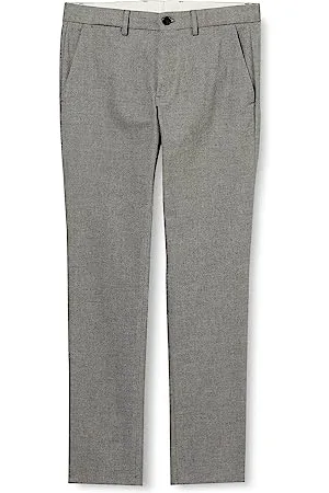 Tommy Hilfiger Pantaloni di Stoffa Uomo Bleecker Fake Solid Wool Look Elasticizzati, (Iron Grey), W33/L36