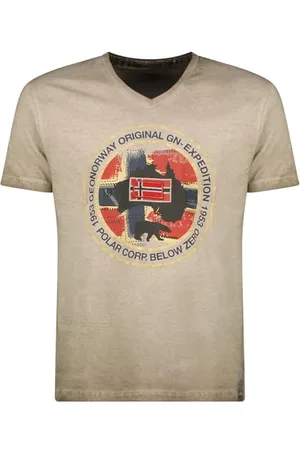 Geographical Norway T-Shirt da Uomo in Cotone, Excursion Men, Classiche estive con Logo, Abbigliamento a Maniche Corte, vestibilità Regolare con Scollo a V, Estate per Tutte Le Stagioni ( XL)
