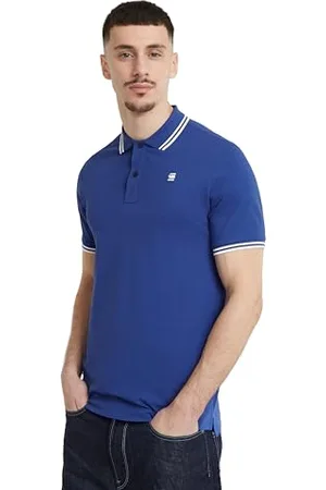 G-Star Dunda Slim Stripe Polo, Polo Uomo, (radar blue D17127-5864-1474), L
