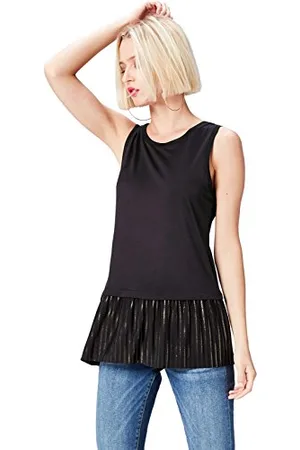 FIND Pleated Hem, Top Donna, (Black), 16 (Taglia Produttore: X-Large)