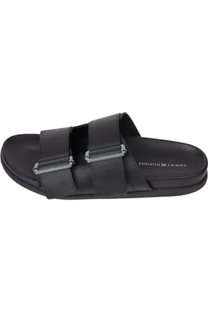 Tommy Hilfiger Scarpe da Mare Uomo Leather Buckles Sandal Ciabatte, (Black), 40 EU