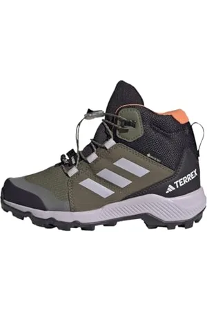 adidas Terrex Mid Gore-Tex Hiking Shoes, Scarpe da Trekking, Olive Strata/Silver Dawn/Amber, 28 EU
