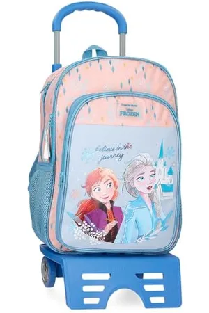 Disney Joumma Bags, Frozen Believe in the journey, zaino per bambini, zaino da scuola, realizzato in poliestere, spalline larghe e regolabili, varie tasche e scomparti., , Zaino + carrello