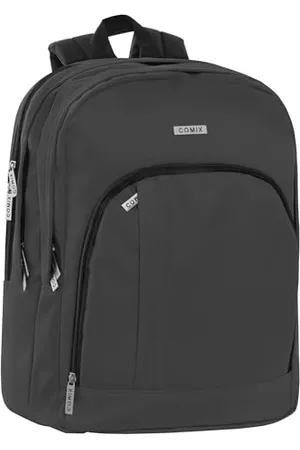 COMIX Zaino Scuola, Università e Lavoro, con 3 Ampi Scomparti, Alloggio Porta PC, Tasca Frontale, Chiusura a Zip e Spallacci Regolabili, 32x43Hx23 cm, 31L, Colore Nero