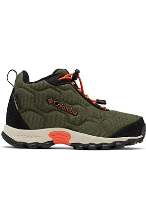 Columbia Firecamp Mid 2 WP, Stivali da neve impermeabili Unisex - bambini e ragazzi, Nori/Red Quartz 2024 , 29 EU