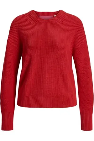 JJXX Jxmila Twist Crew Neck Knit Noos Maglione Lavorato a Maglia, Rosso-Fiery Red, M Donna