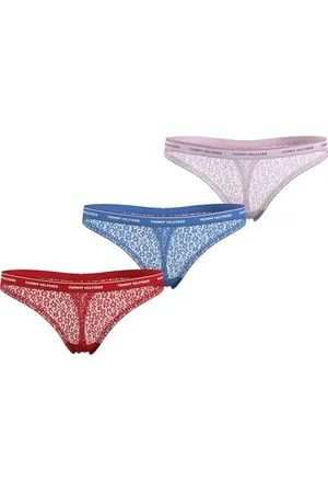 Tommy Hilfiger Perizomi Donna Confezione da 3 Premium Essential Tanga, Multicolore (Fierce Red/Blue Spell/Pearly Pink), XS