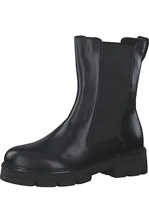 Marco Tozzi Stivaletti Chelsea Donna in Pelle con Tacco a Blocco, Black, 41 EU