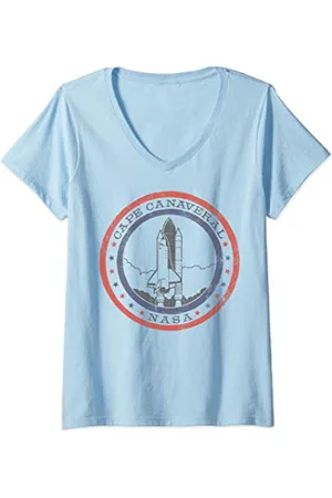 Nasa Donna Cape Canaveral Lift Off Red And Maglietta con Collo a V