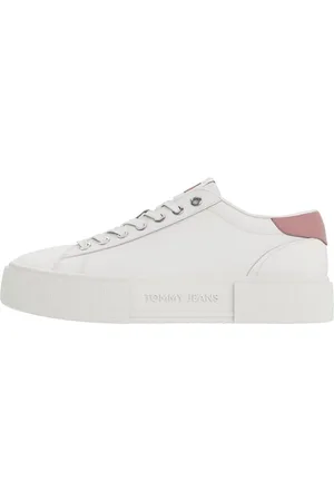 Tommy Hilfiger Donna Sneakers con Suola Alta in Pelle, Bianco (Ivory), 36