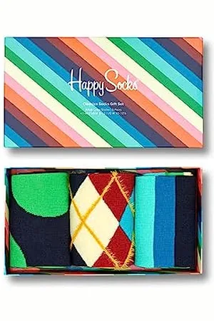 Happy Socks 3-Pack Classics Socks Gift Set Confezione da 3 Paia di Calzini Classici, , M (Pacco da 3) Unisex-Adulto