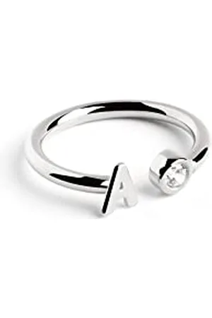 SINGULARU Anello Personalizzato Letter Spark Argento. Regolabile. Argento Sterling 925 con Finitura Placcata Rodio. Taglia Unica. Gioielli da Donna. Lettera A