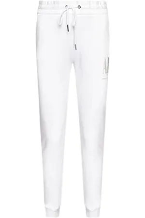 Armani Exchange Drawstring Logo Studs Terry Jogger Pant Pantaloni da Tuta, Bianco Ottico, M Donna