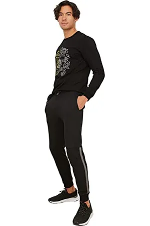 Trendyol Black Mens Slim Fit Tracksuit Pantaloni della Tuta, XL Uomini