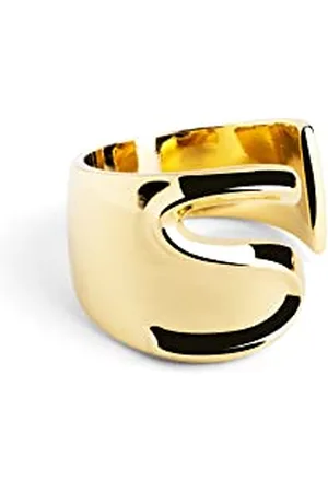 SINGULARU Anello Personalizzato Letter Signet. Massiccio Regolabile. Ottone con Finitura Placcata 18Kt. Taglia Unica. Gioielli da Donna. Lettera S