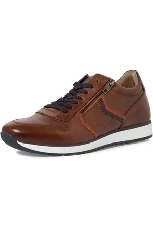 Marco Tozzi By Guido Maria Kretschmer Sneakers Uomo Basse in Pelle con Zip, (Cognac Comb), 45 EU