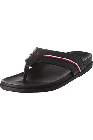 Tommy Hilfiger Sandali Infradito Uomo Leather Toe Post Sandal in Pelle, (Black), 40 EU
