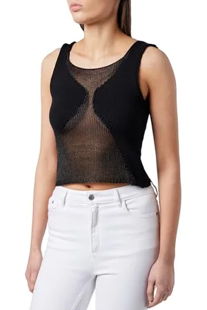 Pinko OLGINATE Top Rete Patch Effetto Nudo Canottiera alla Moda, , S Donna