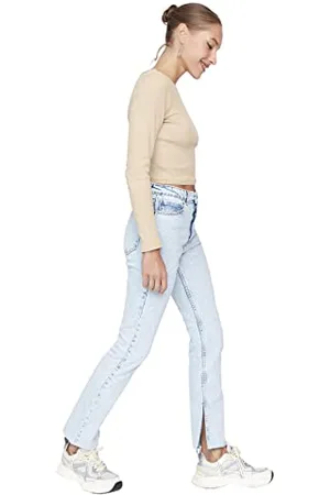 Trendyol Jeans Donna Petite Vita Alta Flare, , 68