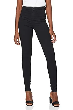 Noisy May Nmella Super HW Jeans Gu304 Slim, (Black), XS Donna