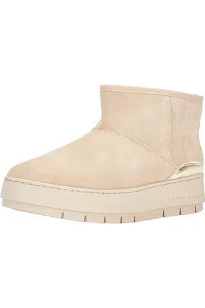 Tommy Hilfiger Metallic Suede Snowboot FW0FW07850, Stivaletto alla Caviglia Donna, Beige (White Clay), 36 EU