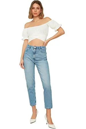 Trendyol Double Button High Waist Mom Jeans, 36 da Donna