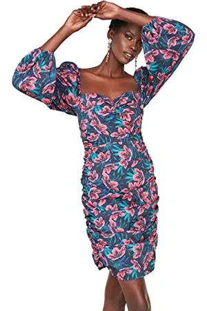 Trendyol Abito Floreale Dress, Multicolore, 44 Donna