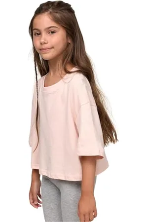 Urban classics Girls Short Kimono Tee T-Shirt, Colore: Rosa, 110 cm-116 cm Bambina