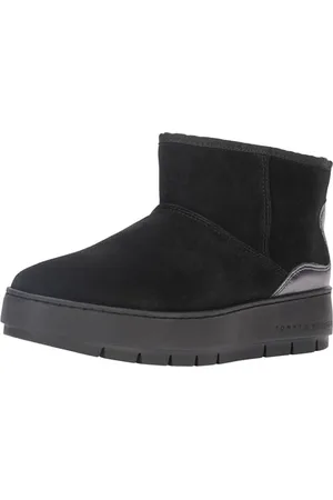 Tommy Hilfiger Metallic Suede Snowboot FW0FW07850, Stivaletto alla Caviglia Donna, (Black), 41 EU