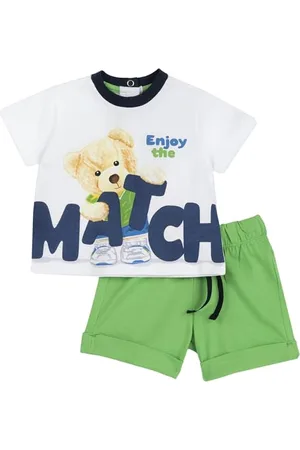 chicco Completo Neonato con T-shirt e Pantaloncini Corti, con Apertura sulla Schiena con Bottoncini, con Grafiche Moderne e alla Moda, in Cotone, Lavabile in Lavatrice, 0-24 Mesi, Designed in Italy