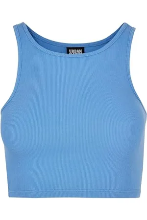 Urban classics Ladies Cropped Rib Top Canottiera da Donna, Horizonblue