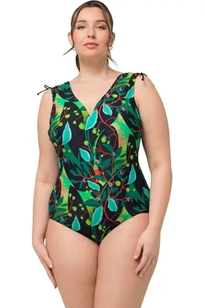 Ulla Popken Costume da Bagno Petra, Spalla Increspata 826455 Intero, , 60 Donna