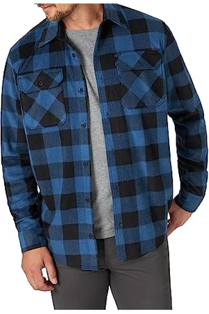 Wrangler Camicia da Uomo in Pile Pesante a Maniche Lunghe, Blue Buffalo Plaid, L