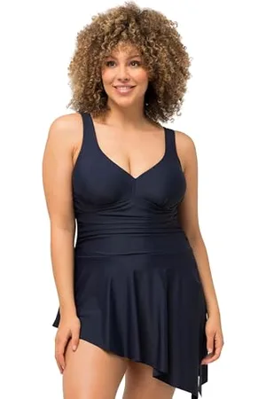Ulla Popken Badekleid, Drapierung, Softcups, Integrierter Badeanzug Costume Intero, , 56 Donna