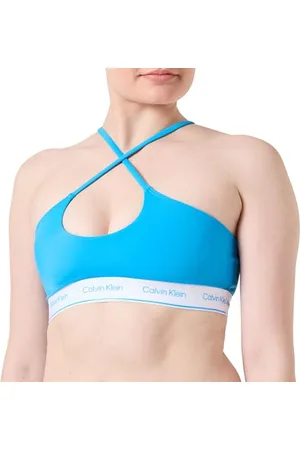 Calvin Klein Top Bikini Donna Bralette senza Ferretto, (Malibu Blue), L