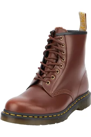 Dr. Martens DR MARTENS 8 Eye Boot, Anfibi Unisex-Adulto, Brown Norfolk Flat & Brown Borg Fleece, 36 EU
