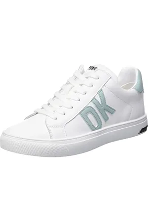 DKNY Abeni Lace-up Sneakers in Pelle, Scarpe da Ginnastica Donna, Salvia Bianca, 40.5 EU