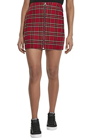 Urban classics Ladies Short Checker Skirt Vestito, (Red/Blk 00200), Large Donna