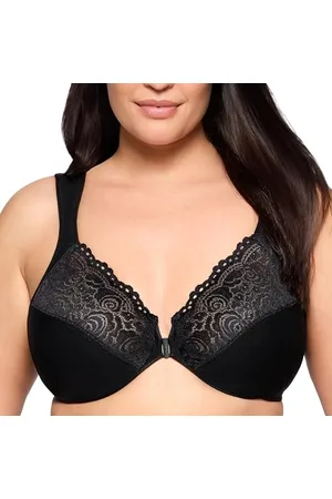 Glamorise Full Figure Wonderwire Front Close Bra #1245 Reggiseno a Coppa Piena, (Black 002), 5G (Taglia Produttore: 40G) Donna