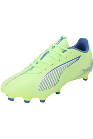 PUMA Ultra 5 Play FG/AG, Soccer Shoe Unisex-Adulto, Fizzy Apple White-Bluemazing, 40.5 EU