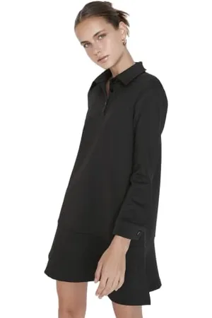 Trendyol Abito in Maglia con Collo a Polo con Orlo a Volant Regolare da Donna Vestito, , S