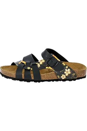 LICO Bioline Flora, Ciabatte Donna, Nero (Schwarz/Gelb Schwarz/Gelb), 36 EU