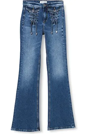 Pinko Zumba Pantalone Denim con STRI Jeans, , 52 Donna