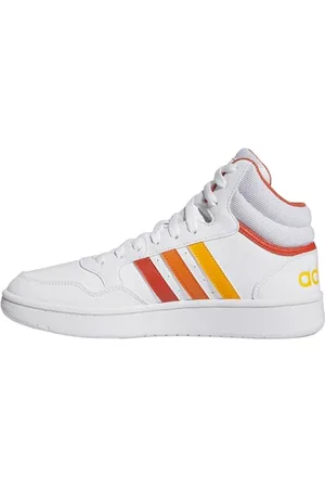 adidas Hoops 3.0 Mid Shoes, Scarpe Donna, Cloud White/preloved Red/Orange, 35.5 EU