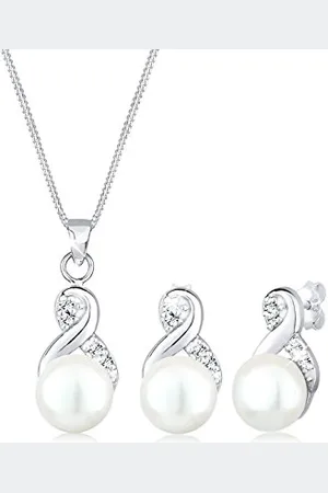 Elli Set di Gioi Donne Simbolo Infinità Elegante a Perno con perle coltivata d