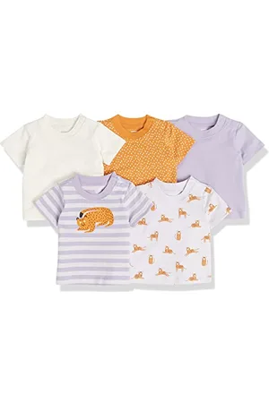 Amazon T-Shirt a Maniche Corte Unisex Bimbi, Pacco da 5, , 0 Mesi