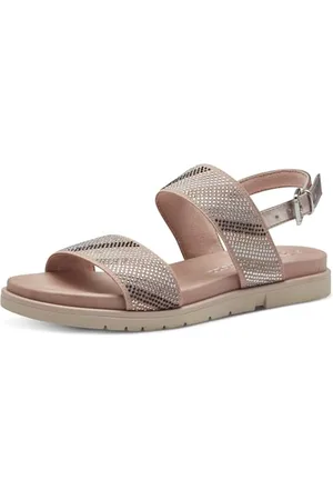 Marco Tozzi Sandali Donna Bassi Glitterati Vegani, (Rose Met Comb), 38 EU