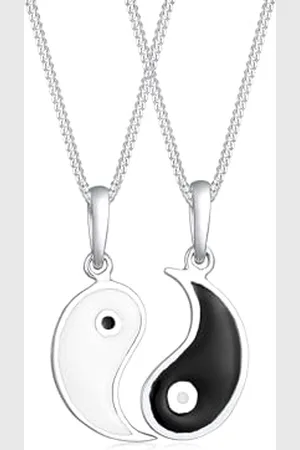 Elli Collana Donne Ciondolo Yin e Yang Partner Connessione Spirituale con Smalto in Argento Sterlino 925