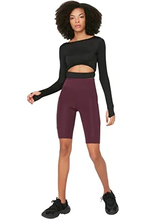 Trendyol Roller Hohe Taille Mobile Detaillierte Sport-Biker Strumpfhosen Pantaloni da Yoga, , Medium da Donna